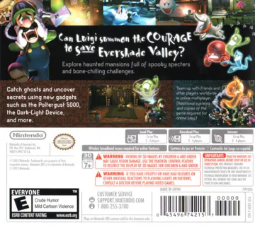 Luigis Mansion Dark Moon (Usa) box cover back